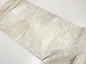 アンティーク　山並に花・古典柄織り出し袋帯（着用可）